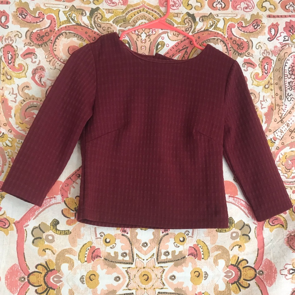 3/4 Sleeve Maroon Top